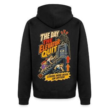 Fahrstuhl Streik Büro Humor - Unisex Premium Bio Zip Hoodie - Schwarz - Hinten - Nico (187cm)