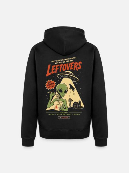 Leftovers – Alien-Invasion trifft auf Essensreste - Unisex Premium Bio Zip Hoodie - Schwarz