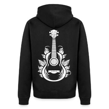 Ukulele Cartoon-Stil - Unisex Premium Bio Zip Hoodie - Schwarz - Hinten - Nico (187cm)