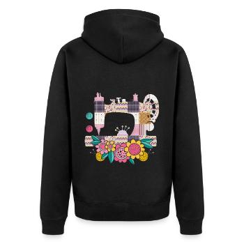 Sewing Sewing Machine Closer Tailor - Unisex Premium Organic Zip Hoodie - black - Back - Nico (187cm)
