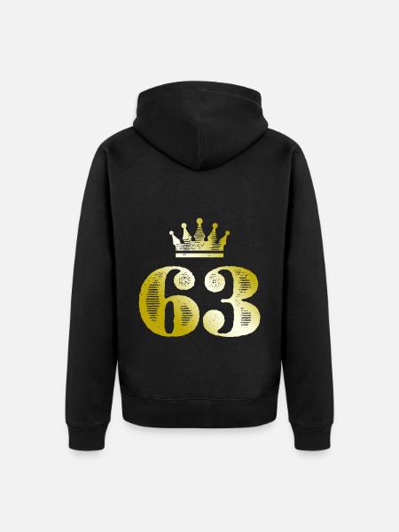 63 Number Crown Gold - Unisex Premium Organic Zip Hoodie - black