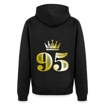95 Numéro Couronne Or - Veste à capuche bio Premium Unisexe - noir - Dos - Nico (187cm)