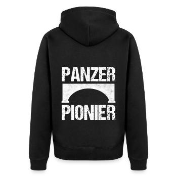 Panzerpionier Panzer Pionier Armee Geschenk - Unisex Premium Bio Zip Hoodie - Schwarz - Hinten - Nico (187cm)