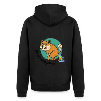 Lustiger Hund mit Spruch: küss mich am Regenbogen - Unisex Premium Bio Zip Hoodie - Schwarz - Hinten - Nico (187cm)