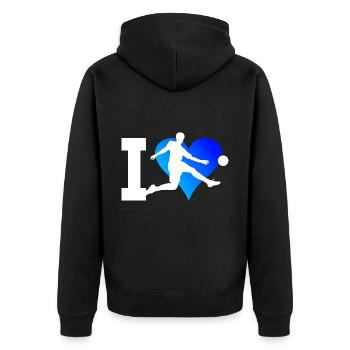 Herren Fussballer Fussballspieler Fussball - Unisex Premium Bio Zip Hoodie - Schwarz - Hinten - Nico (187cm)