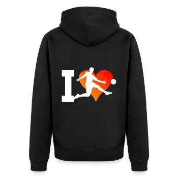 Fussballspielen Fussballer Fussballspieler - Unisex Premium Bio Zip Hoodie - Schwarz - Hinten - Nico (187cm)
