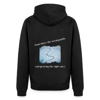 Sometimes the wrong paths - Unisex Premium Bio Zip Hoodie - Schwarz - Hinten - Nico (187cm)