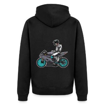 Moto Lifestyle / Moto / Moto motard - Veste à capuche bio Premium Unisexe - noir - Dos - Nico (187cm)