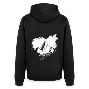 Grunge Herz - Berg - (2) - Unisex Premium Bio Zip Hoodie - Schwarz - Hinten - Nico (187cm)