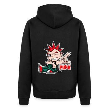 Punk Musik Punker Punkrock Irokesenschnitt Rocker - Unisex Premium Bio Zip Hoodie - Schwarz - Hinten - Nico (187cm)