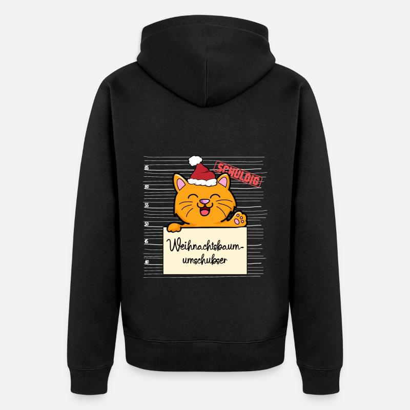 Weihnachtsbaum Umschubser Katze - Unisex Premium Bio Zip Hoodie - Schwarz