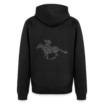 Dressour Herren Equestrian Reiter Horse Riding - Unisex Premium Bio Zip Hoodie - Schwarz - Hinten - Nico (187cm)