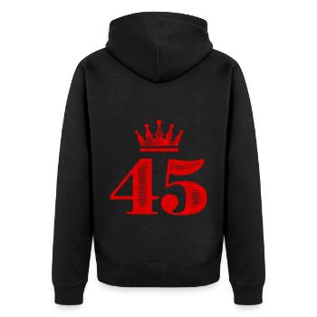 45 Number crown - Unisex Premium Organic Zip Hoodie - black - Back - Nico (187cm)