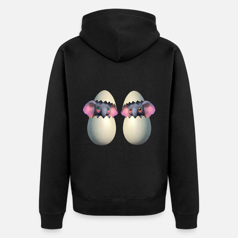 Éclosion de bébé éléphant - Veste à capuche bio Premium Unisexe - noir