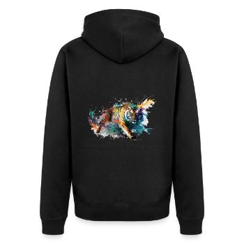 Tiger Splash Grunge Colorful Animal Predator Art - Veste à capuche bio Premium Unisexe - noir - Dos - Nico (187cm)