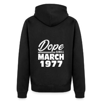 46ème anniversaire Mars Millésime 1977 Millésime - Veste à capuche bio Premium Unisexe - noir - Dos - Nico (187cm)