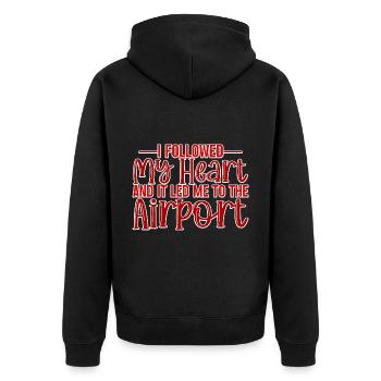I Followed My Heart And It Led Me To The Airport 2 - Unisex Premium Organic Zip Hoodie - black - Back - Nico (187cm)