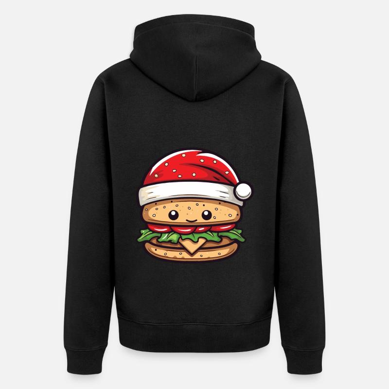 Burger Weihnachten Comic - Unisex Premium Bio Zip Hoodie - Schwarz