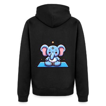 Elephant Yoga Ele-fantastische Yoga Babykleidung - Unisex Premium Bio Zip Hoodie - Schwarz - Hinten - Nico (187cm)