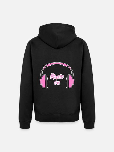 Music on Women's DJ Headphones pink - Unisex Premium Organic Zip Hoodie - black