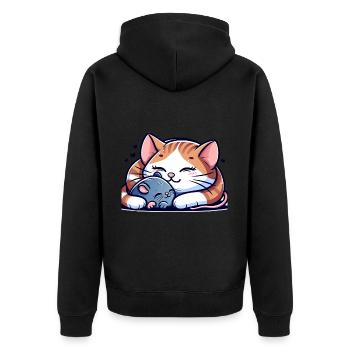 Câlin Chat Et Souris Amoureux - Veste à capuche bio Premium Unisexe - noir - Dos - Nico (187cm)