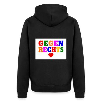 Gegen rechts - Unisex Premium Bio Zip Hoodie - Schwarz - Hinten - Nico (187cm)
