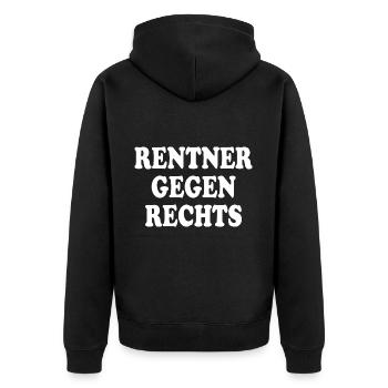 rentner gegen rechts - Unisex Premium Bio Zip Hoodie - Schwarz - Hinten - Nico (187cm)