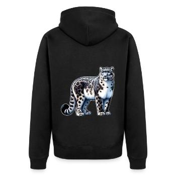 Snow Leopard Leopard White Leopard - Unisex Premium Organic Zip Hoodie - black - Back - Nico (187cm)