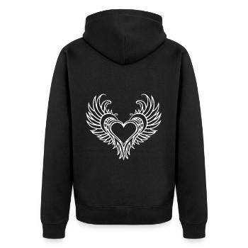 Ailes de coeur Amour - Veste à capuche bio Premium Unisexe - noir - Dos - Nico (187cm)
