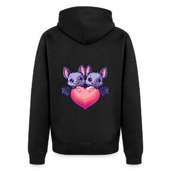Fledermaus Paar Liebe Couple Verliebt - Unisex Premium Bio Zip Hoodie - Schwarz - Hinten - Nico (187cm)