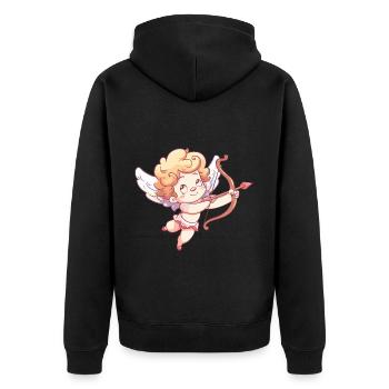 Ange Saint-Valentin Cupidon amoureux - Veste à capuche bio Premium Unisexe - noir - Dos - Nico (187cm)