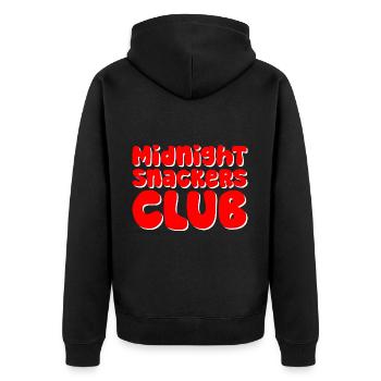 Midnight Snackers Club - Unisex Premium Bio Zip Hoodie - Schwarz - Hinten - Nico (187cm)