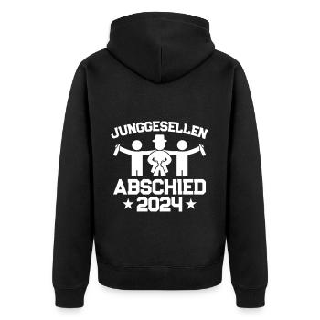 Junggesellenabschied 2024 - Unisex Premium Bio Zip Hoodie - Schwarz - Hinten - Nico (187cm)