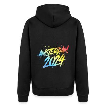Amsterdam 2024 Colorful Holiday Team - Unisex Premium Organic Zip Hoodie - black - Back - Nico (187cm)