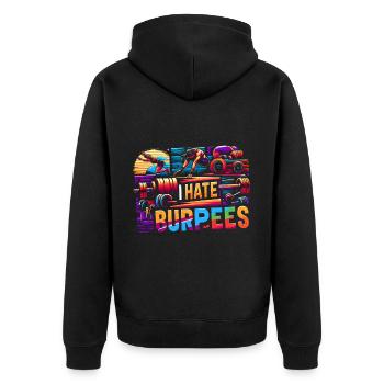 I Hate Burpees 8 - Unisex Premium Organic Zip Hoodie - black - Back - Nico (187cm)