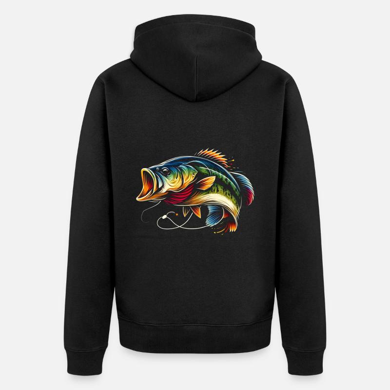 Poisson bar - Veste à capuche bio Premium Unisexe - noir