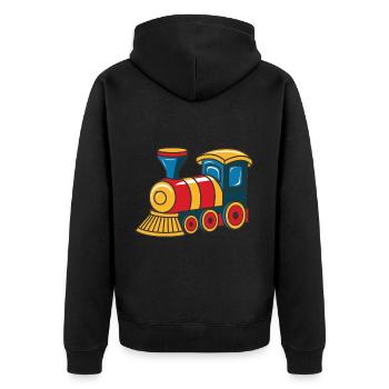 Niedliche Zug Eisenbahn Lokomotive - Unisex Premium Bio Zip Hoodie - Schwarz - Hinten - Nico (187cm)