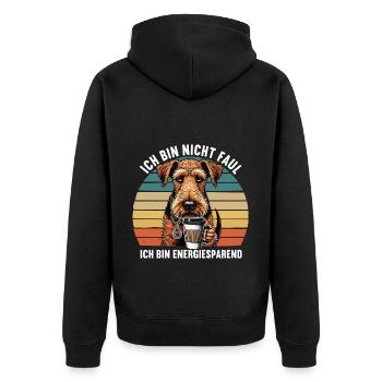 Ich Bin Nicht Faul Airedale Terrier Airedales - Unisex Premium Bio Zip Hoodie - Schwarz - Hinten - Nico (187cm)