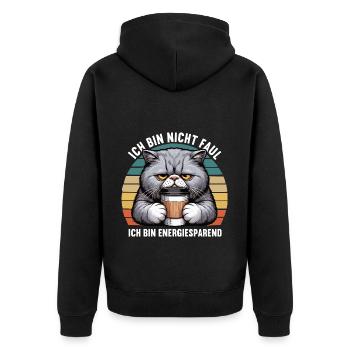 Ich Bin Nicht Faul Britisch Kurzhaar Katze Kitty - Unisex Premium Bio Zip Hoodie - Schwarz - Hinten - Nico (187cm)