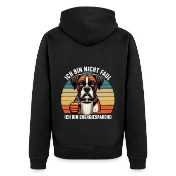 Ich Bin Nicht Faul Boxer Boxerhalter Boxerhund - Unisex Premium Bio Zip Hoodie - Schwarz - Hinten - Nico (187cm)