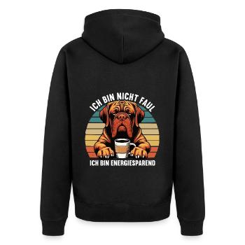 Ich Bin Nicht Faul Bordeaux Dogge Bordeauxs - Unisex Premium Bio Zip Hoodie - Schwarz - Hinten - Nico (187cm)