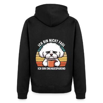 Ich Bin Nicht Faul Bichon frise Bichon Hund - Unisex Premium Bio Zip Hoodie - Schwarz - Hinten - Nico (187cm)