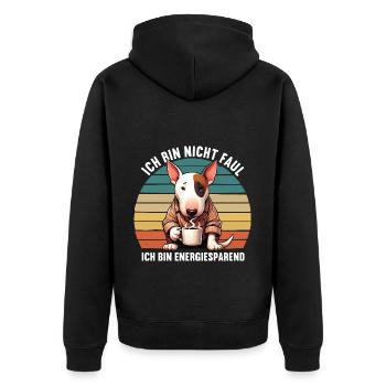 Ich Bin Nicht Faul Miniatur Bullterrier Bully - Unisex Premium Bio Zip Hoodie - Schwarz - Hinten - Nico (187cm)