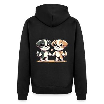 Two Cute Dog Friends Holding Hands - Unisex Premium Bio Zip Hoodie - Schwarz - Hinten - Nico (187cm)