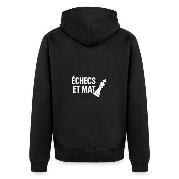 Schachmatt - Unisex Premium Bio Zip Hoodie - Schwarz - Hinten - Nico (187cm)