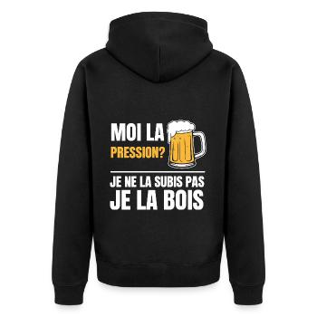 Moi la pression ? Je ne la subis pas, je la bois - Veste à capuche bio Premium Unisexe - noir - Dos - Nico (187cm)