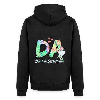 Zahnarzt Zahnarzthelferin Praxis Zähne I Geschenk - Unisex Premium Bio Zip Hoodie - Schwarz - Hinten - Nico (187cm)