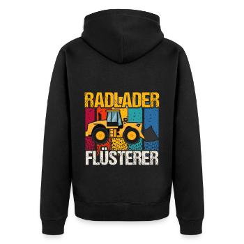 Radlader Flüsterer Retro Radladerfahrer - Unisex Premium Bio Zip Hoodie - Schwarz - Hinten - Nico (187cm)