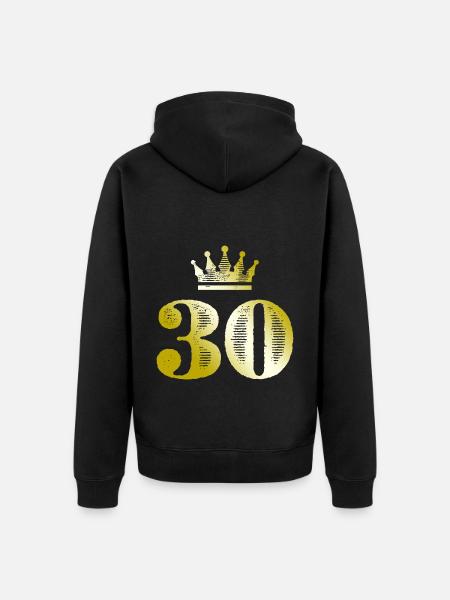 30 Number Crown Gold - Unisex Premium Organic Zip Hoodie - black