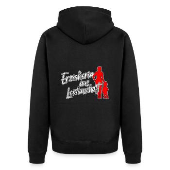 Erzieherin Kindergarten Kita Beruf Spruch - Unisex Premium Bio Zip Hoodie - Schwarz - Hinten - Nico (187cm)